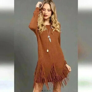 Fringe sweater dress 